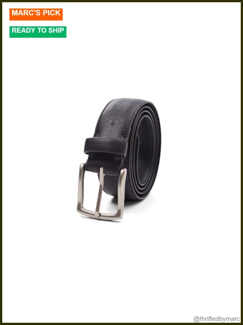 Men's Leather Casual Belt Brushed Silver Buckle 7 Holes 1.4" Wide